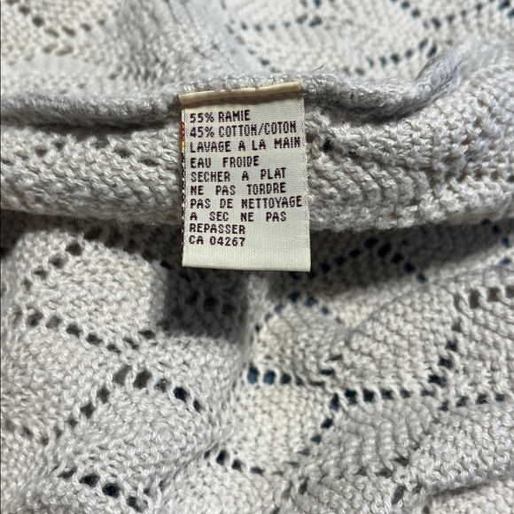 ☮️ Y2K Cream Ramie & Cotton Knit Duster Size Small Medium - Picture 6 of 6